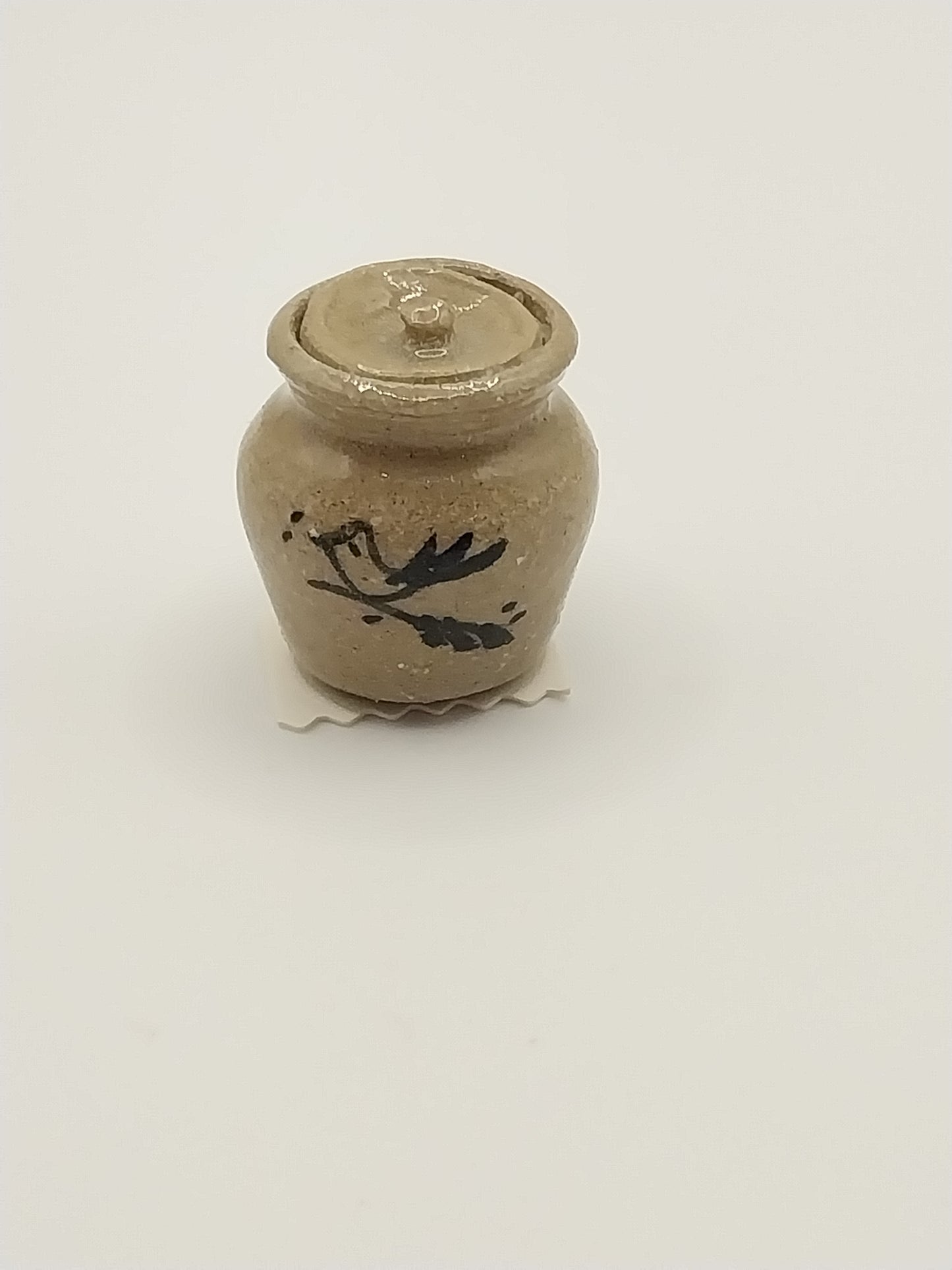 Jar with Lid, Pottery, Tan, Bird