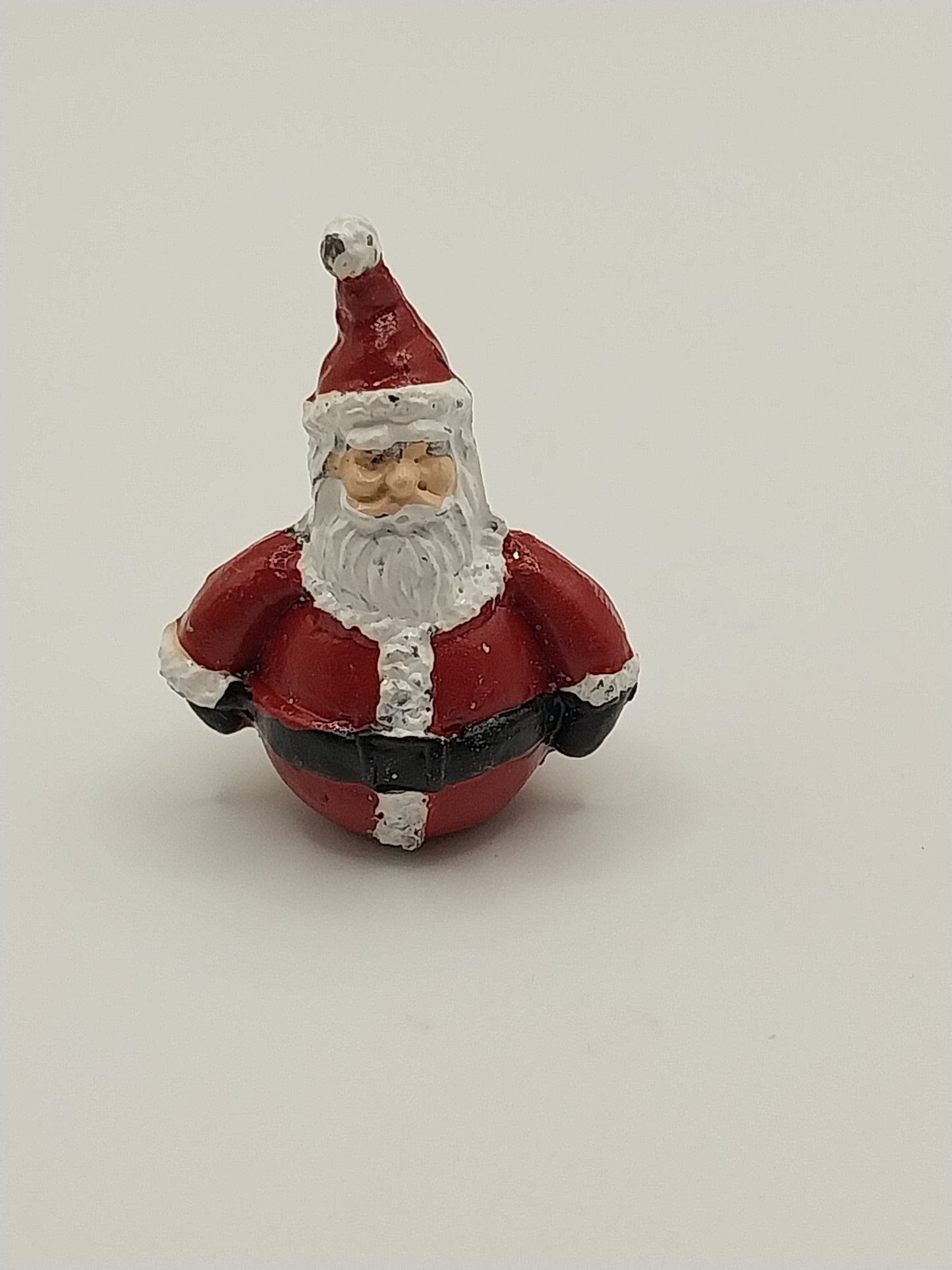 Roly Poly Santa Figurine, Handpainted Pewter