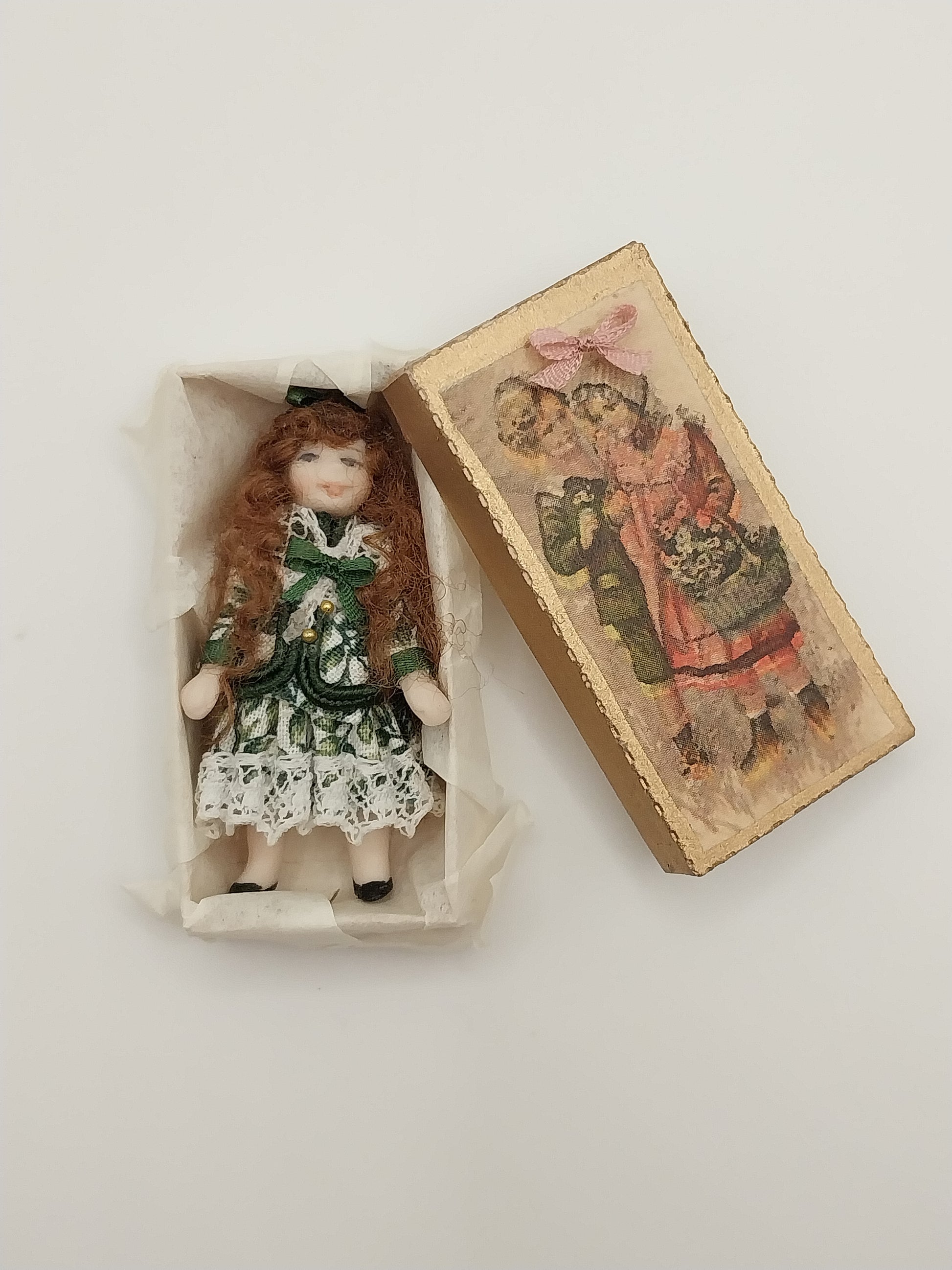 Baby Doll In Box, Green Floral Miniature Designs, Inc. Baby Doll In Box, Green Floral Miniature Designs, Inc.