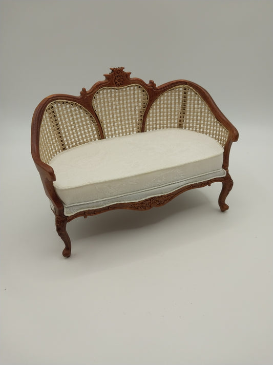 CBB033, French Cane Settee, Walnut