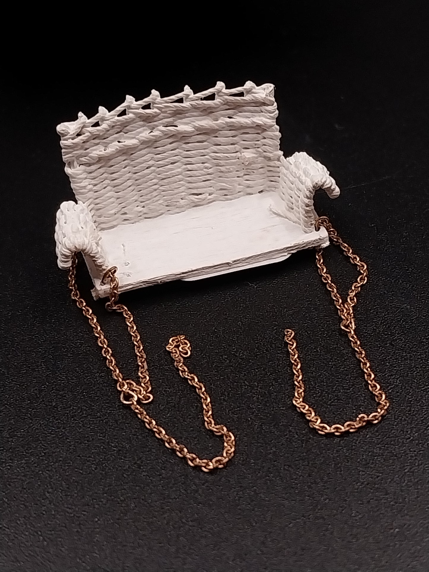 1/4" Scale Handmade White Wicker Swing