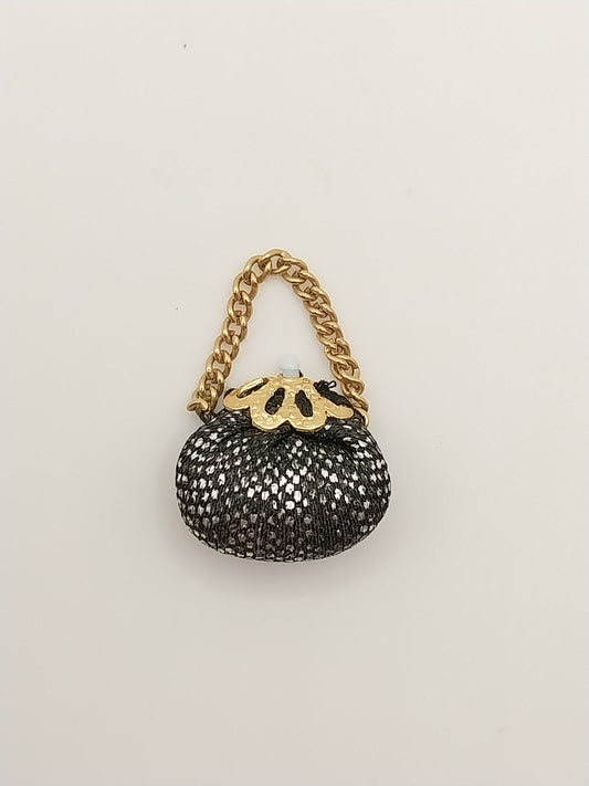 Purse, Grey with Black Mesh