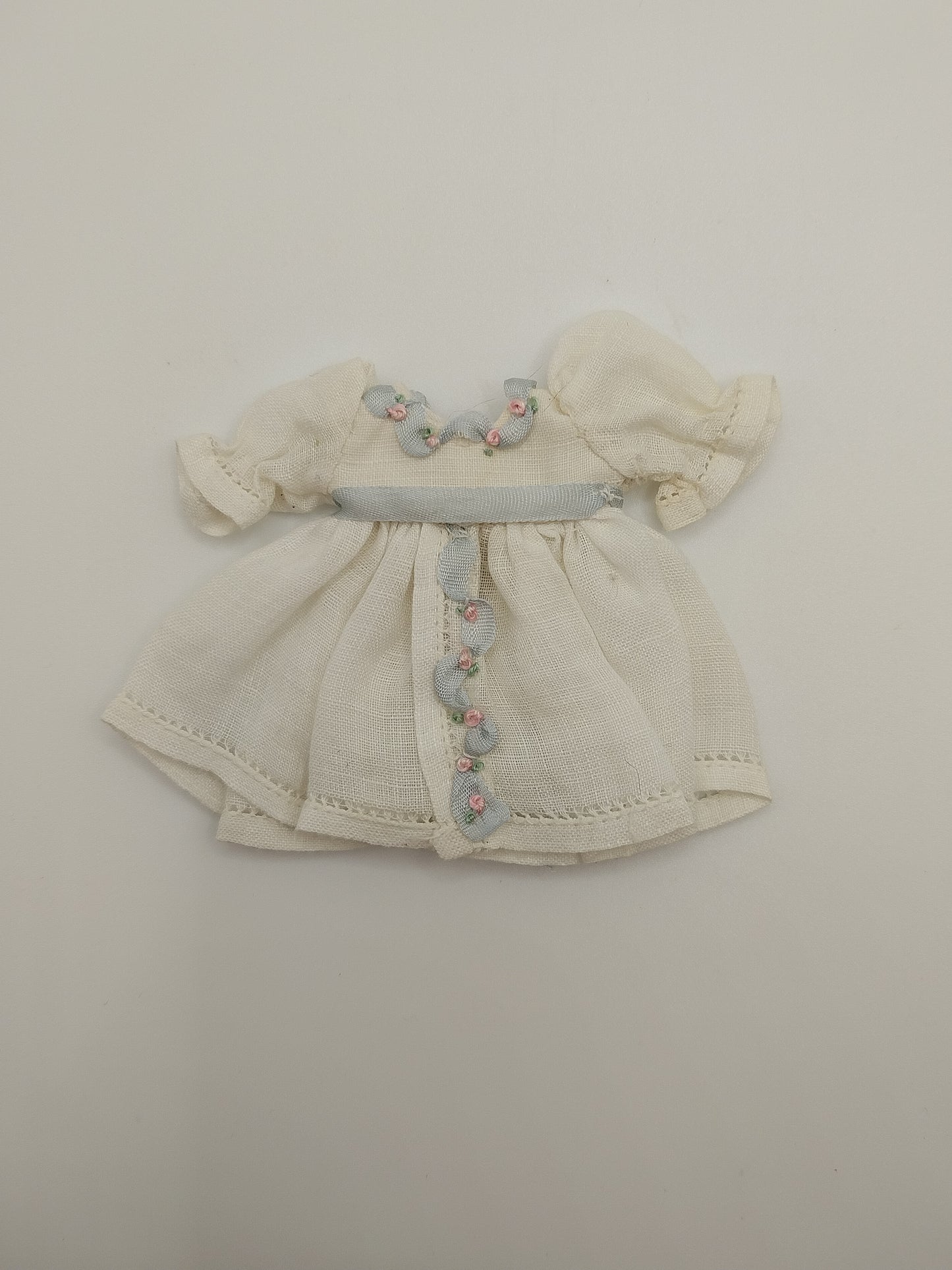 Little Girl Linen Dress with Blue Ribbon