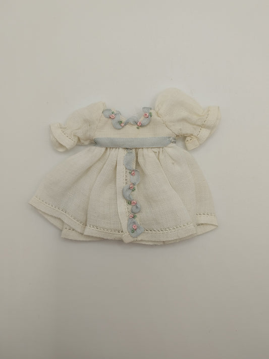 Little Girl Linen Dress with Blue Ribbon