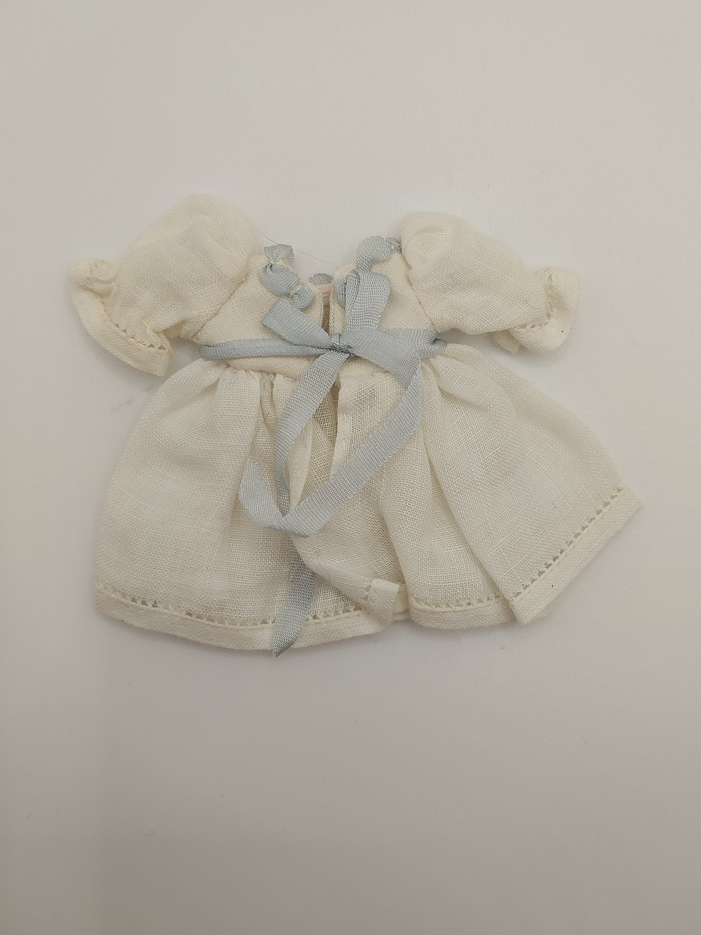 Little Girl Linen Dress with Blue Ribbon