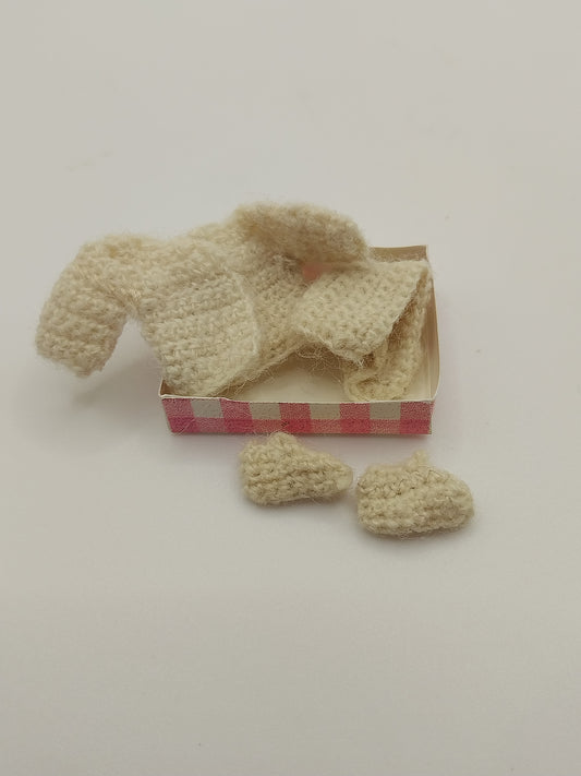Hand Knitted Baby Set in Box, Off White