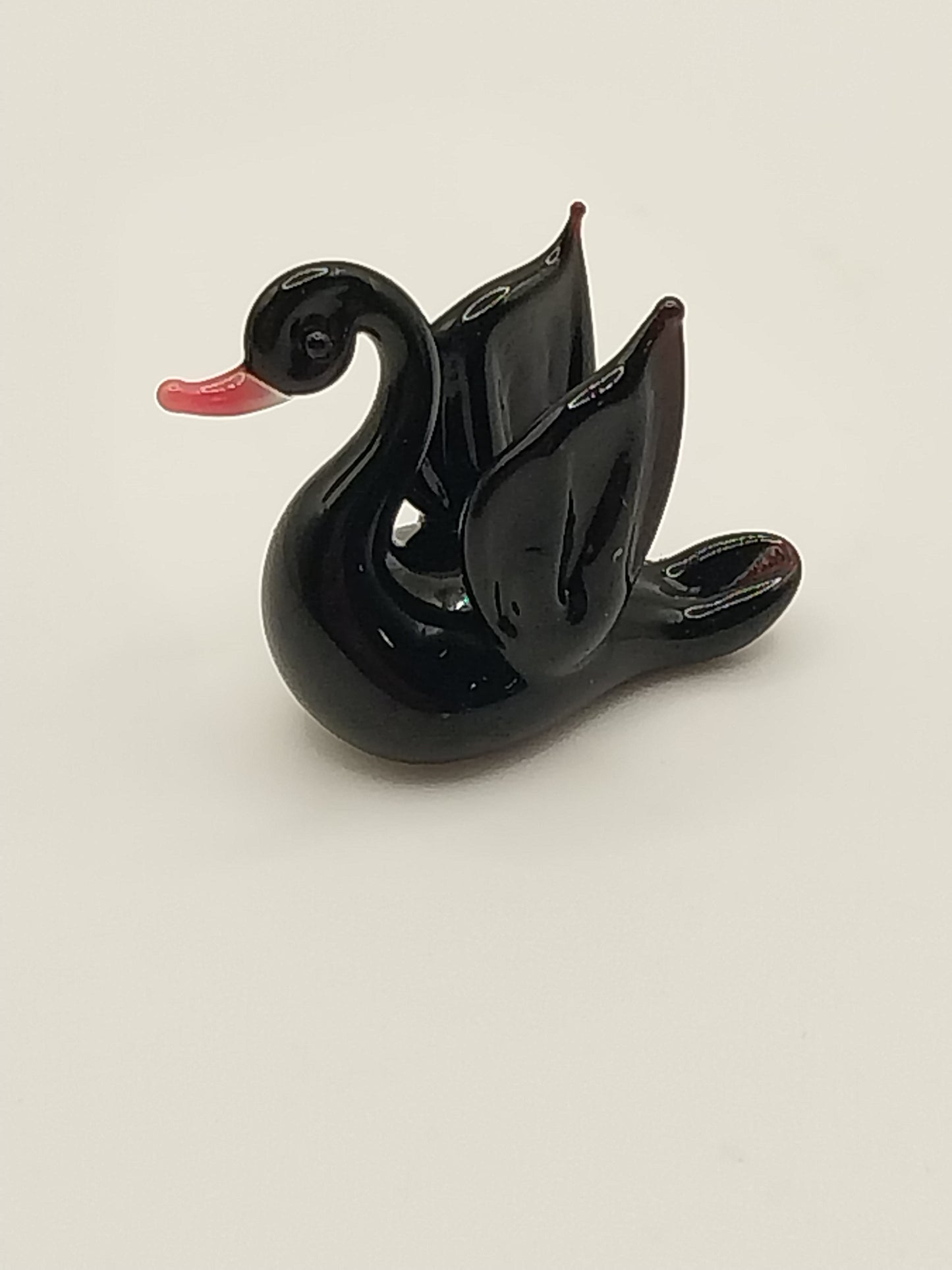 Figurine, Blown Glass, Black Swan