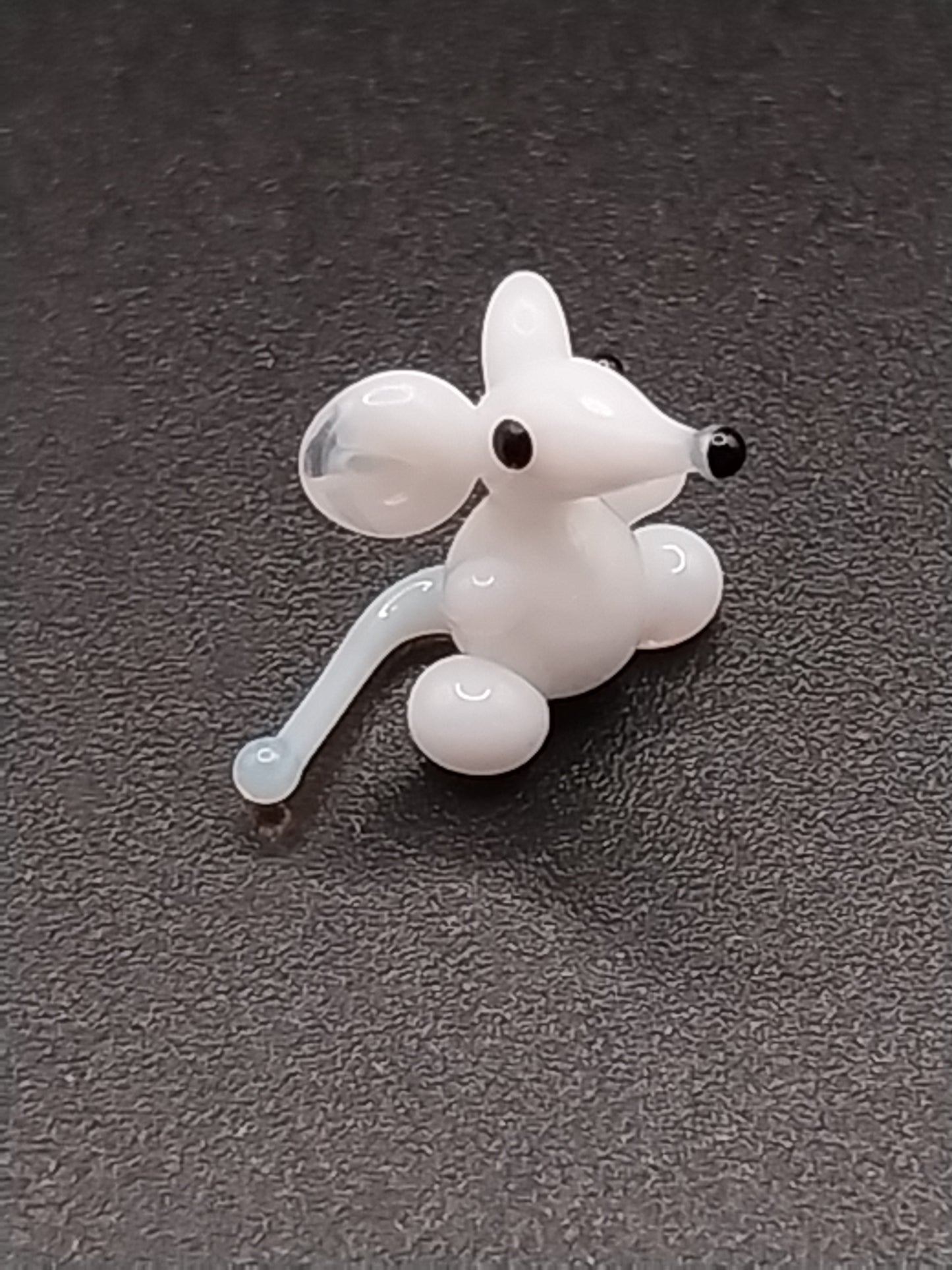 Figurine, Blown Glass, White Mouse