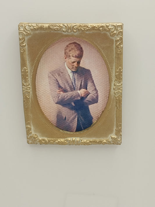 Framed Canvas Print, President Kennedy, Gold