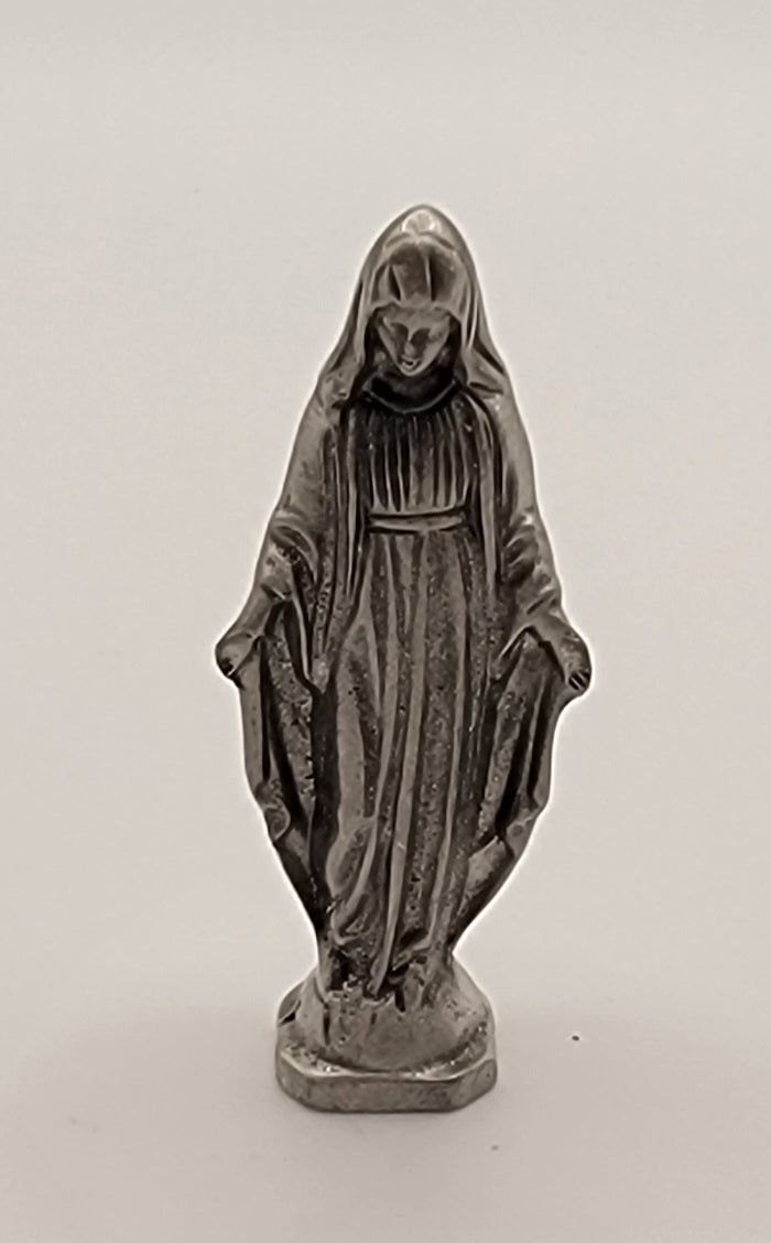 Religious Virgin Mary Statue, Pewter