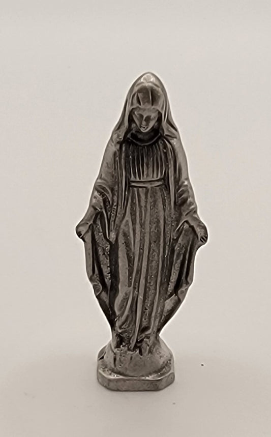 Religious Virgin Mary Statue, Pewter