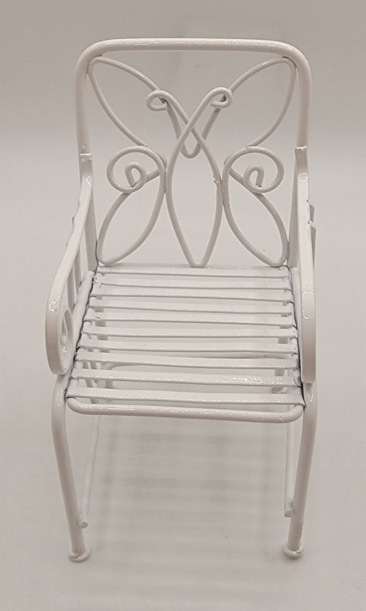 White Wire Wicker Butterfly Chair