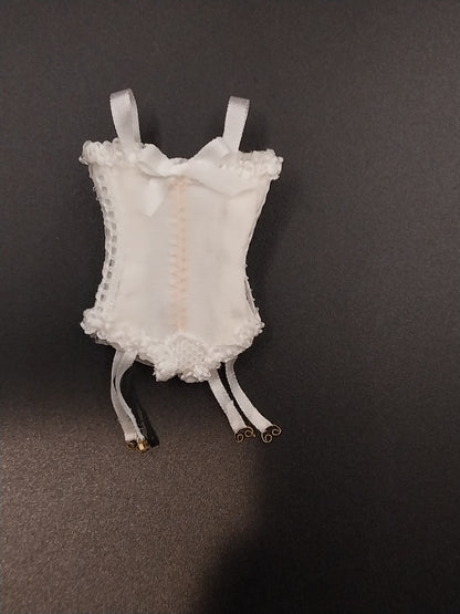 Silk Corset, White with White Lace