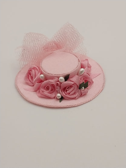 Silk Victorian Ladies Hat, Pink with Pink Trim