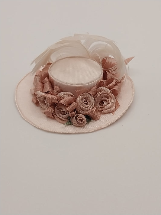 Silk Victorian Ladies Hat, Light Pink with Rose Trim