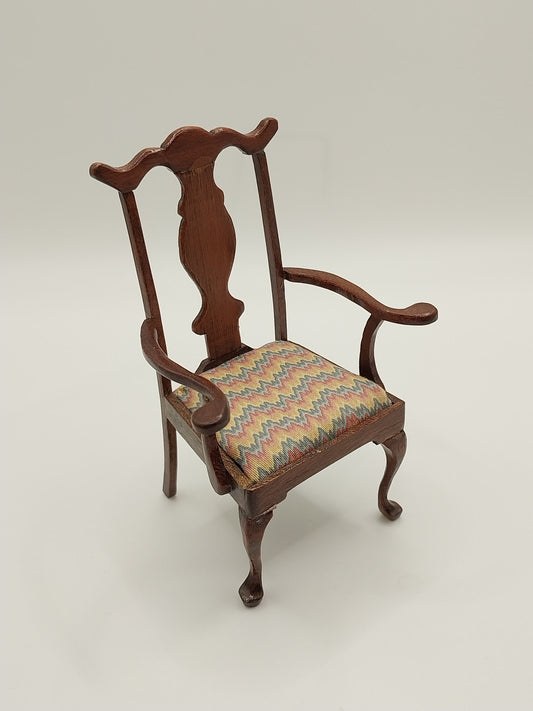 Chippendale Arm Chair with Flame Stitch