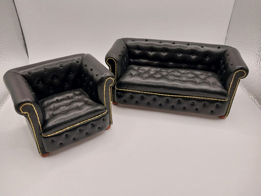 Chesterfield Sofa & Chair, Black