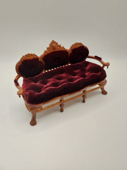 Victorian Sofa, Burgundy Velour