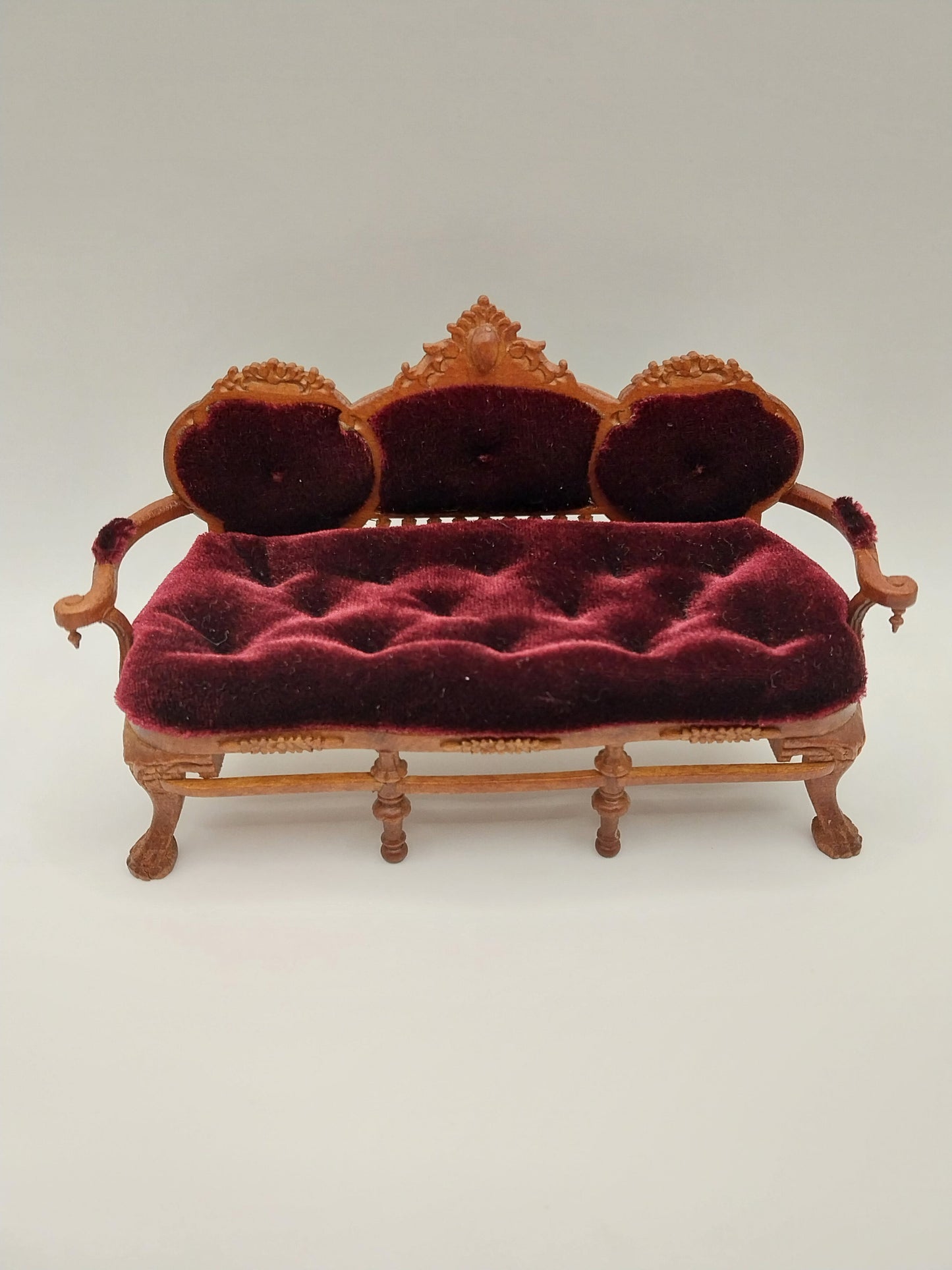 Victorian Sofa, Burgundy Velour