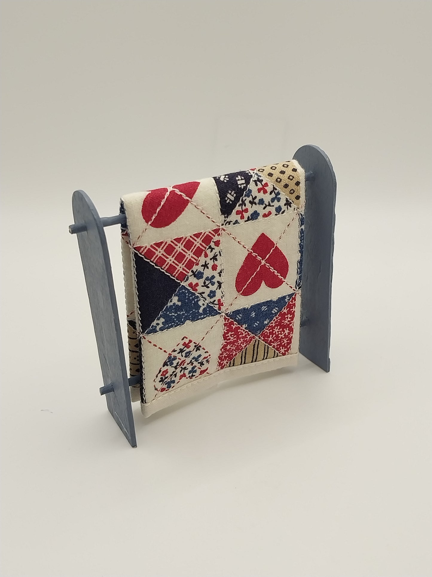 Blue Wood Quilt Rack with Quilt