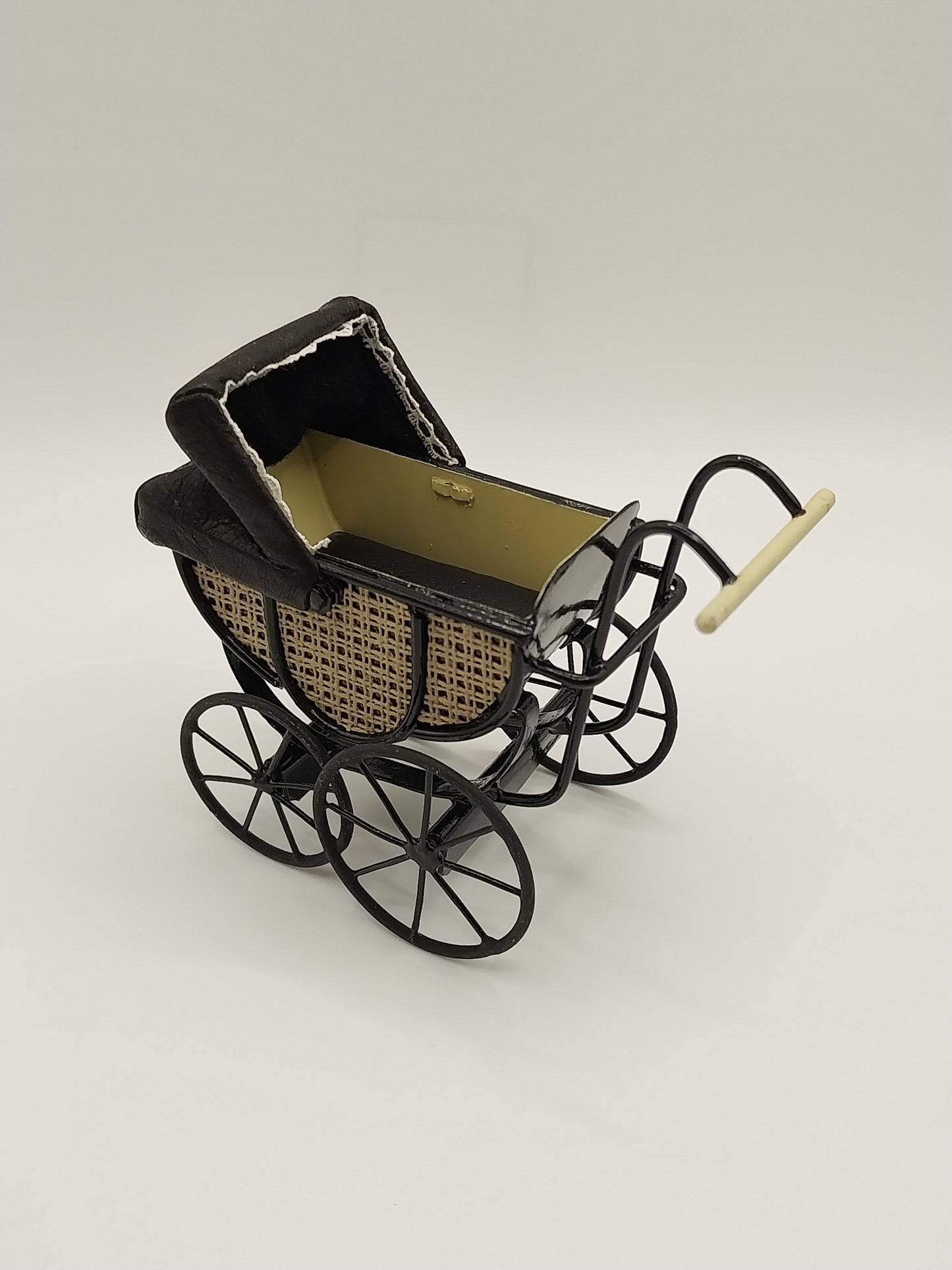 Dolls Leather & Wicker Pram