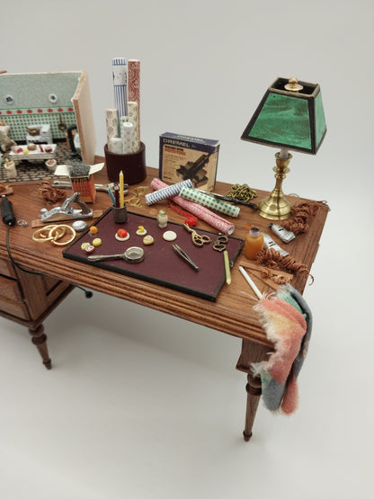 Dollhouse Work Table with Accessories