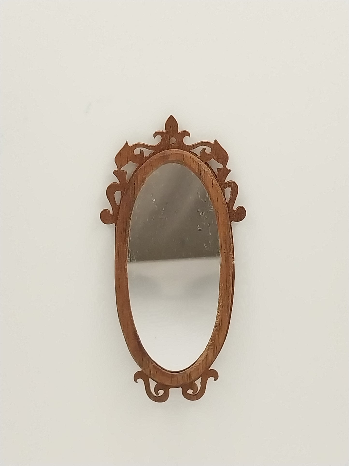 1/2" Scale Tall Oval Mirror, Cherry