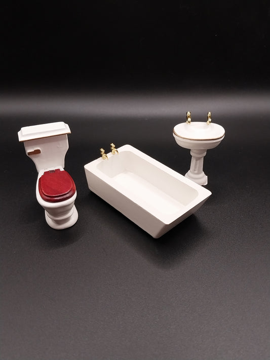 1/2" Scale White Bathroom Set, 3pc