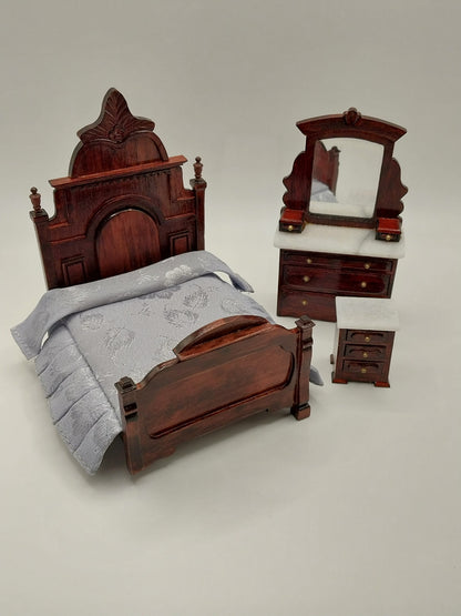 1/2" Scale Victorian Bedroom Set, 3pc, MH, Blue