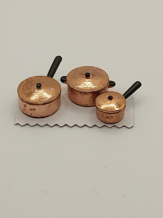 1/2" Scale Copper Pots & Pans, 6pc