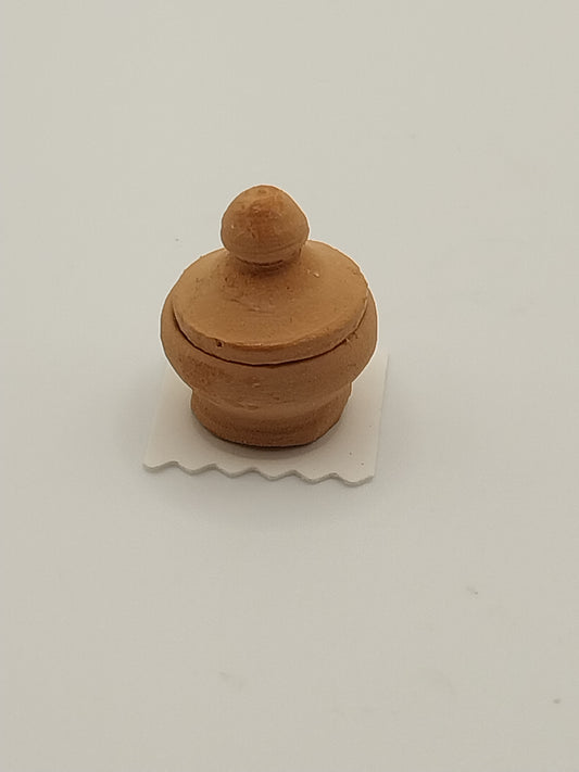 1/2" Scale Terra Cotta Jar with Lid