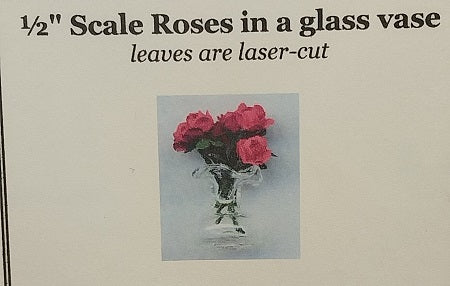 1/2" Scale Roses in Glass Vase Kit, Pink