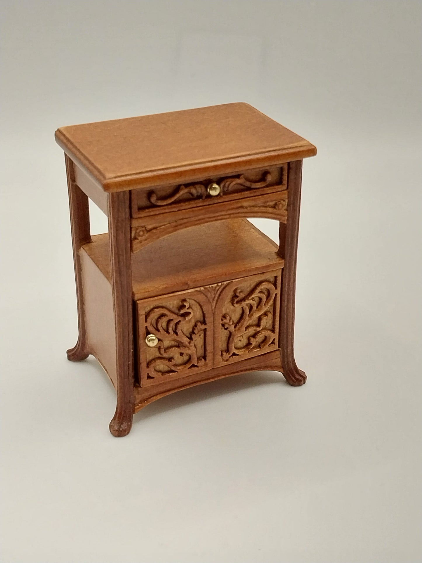 Art Nouveau Night Stand, New Walnut