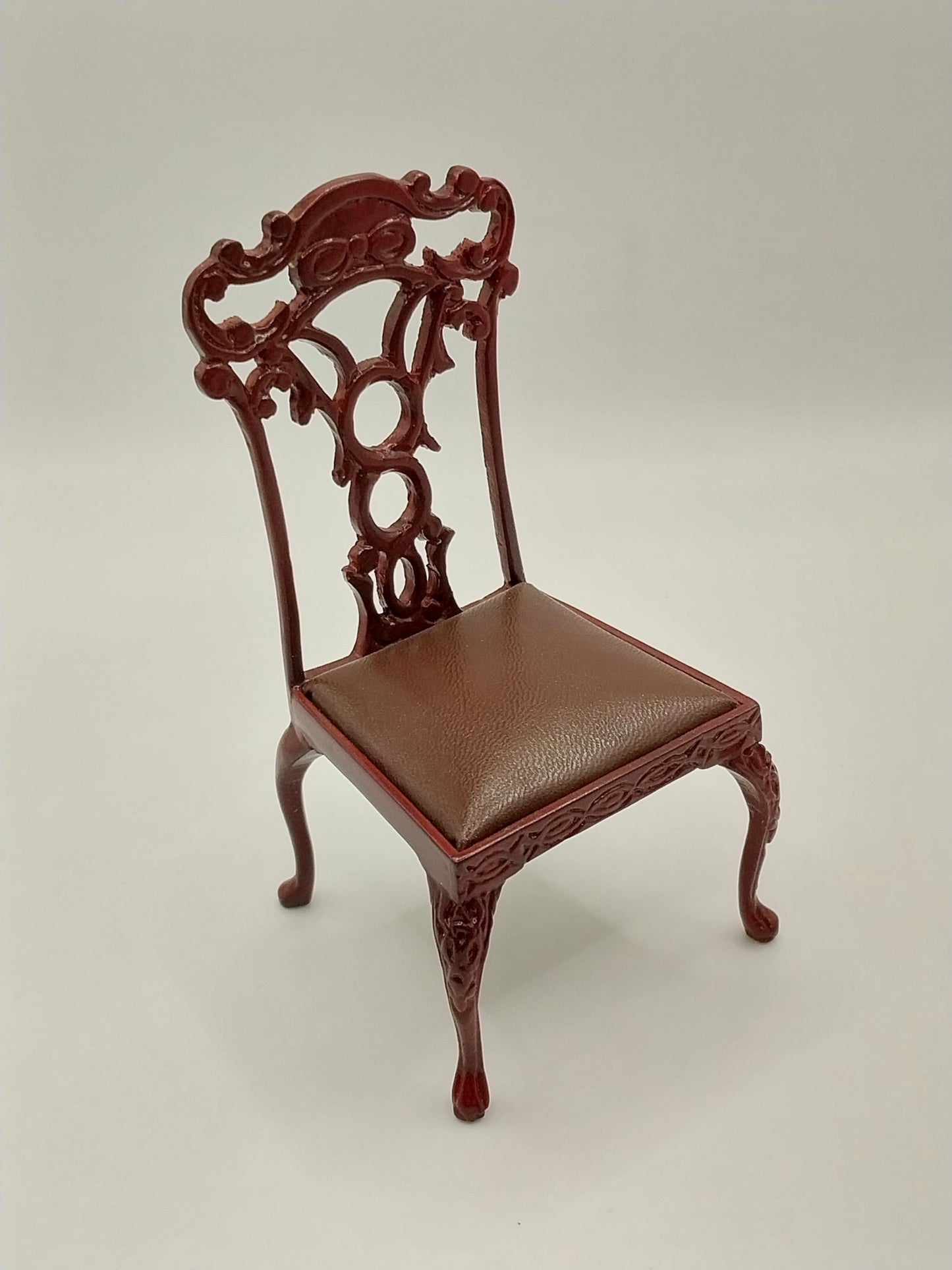 CCB0115, French Side Chair, Brown Leather