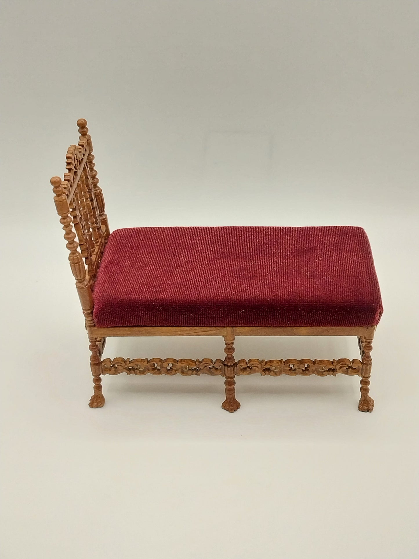 Wexburg Chaise, Walnut, Red Velour