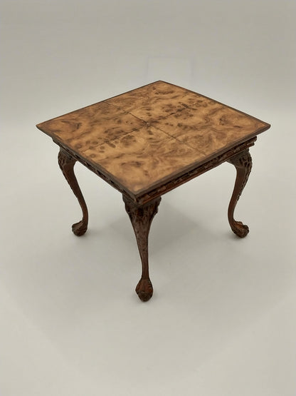 Square Card Table, Oak Burl