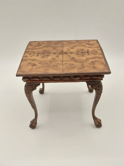 Square Card Table, Oak Burl