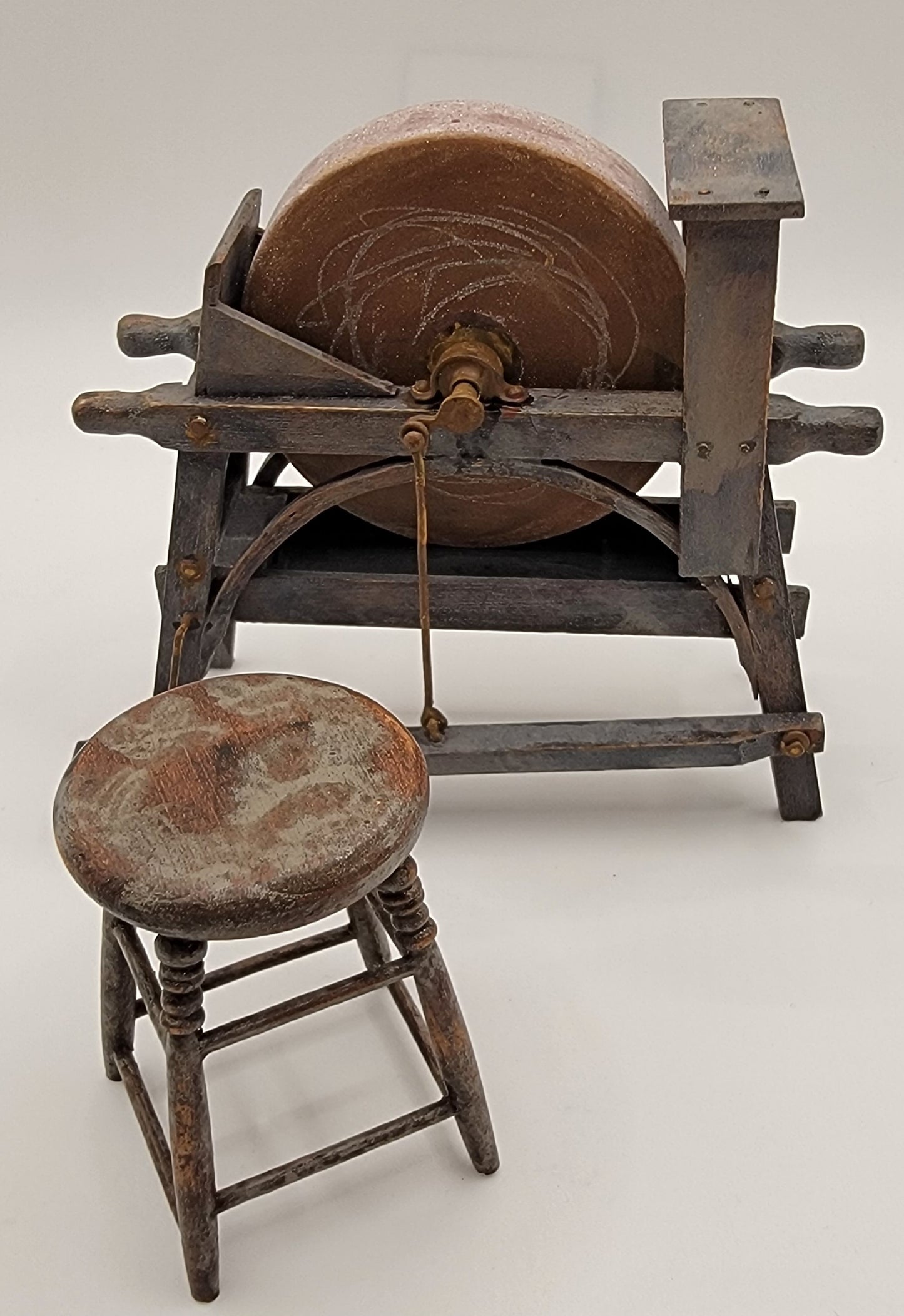 Treadle Grindstone w/Stool, 1800's