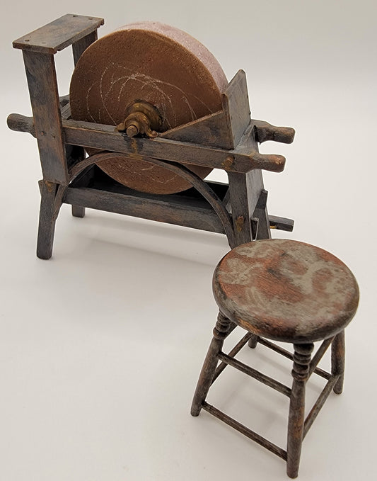 Treadle Grindstone w/Stool, 1800's