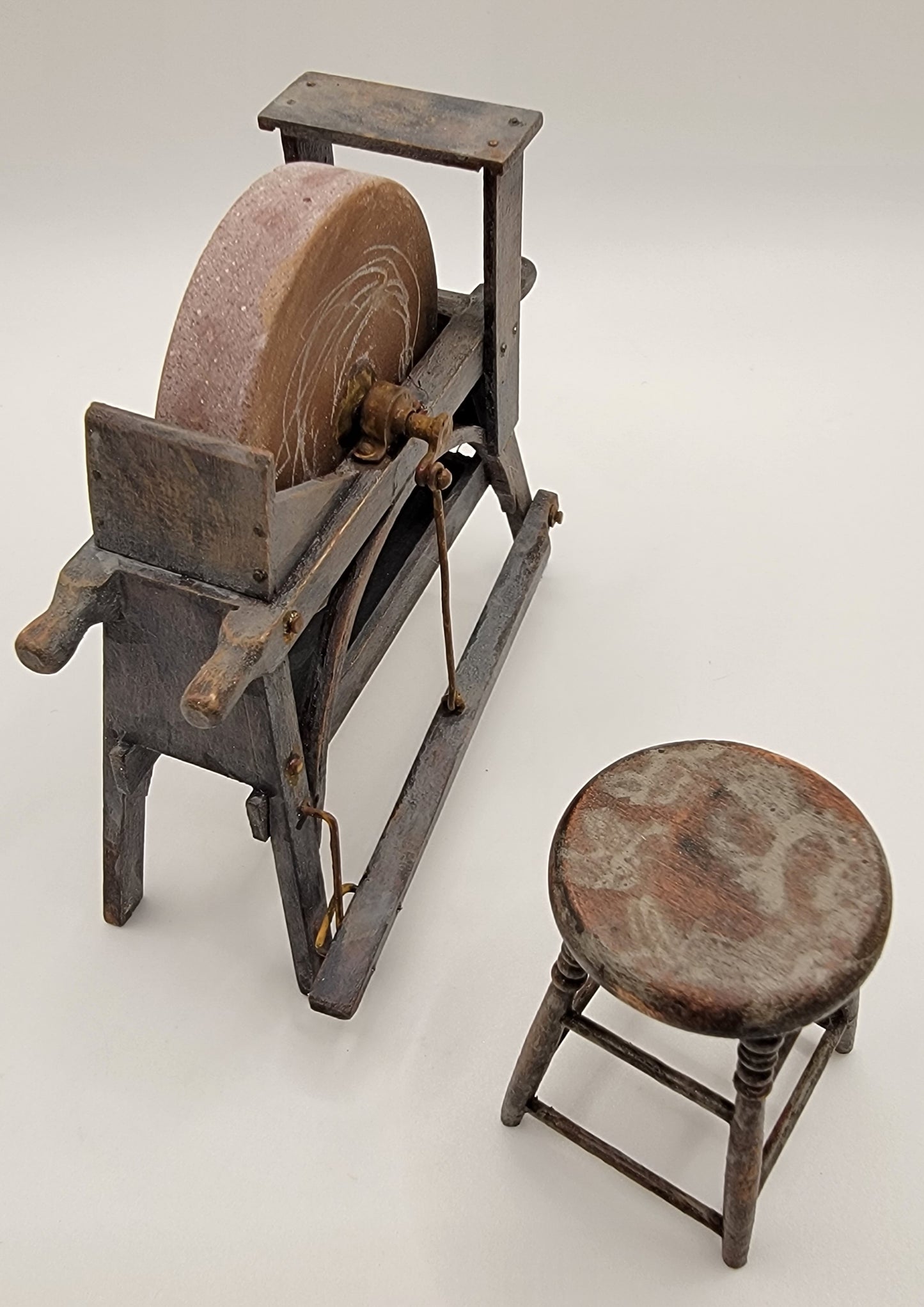 Treadle Grindstone w/Stool, 1800's