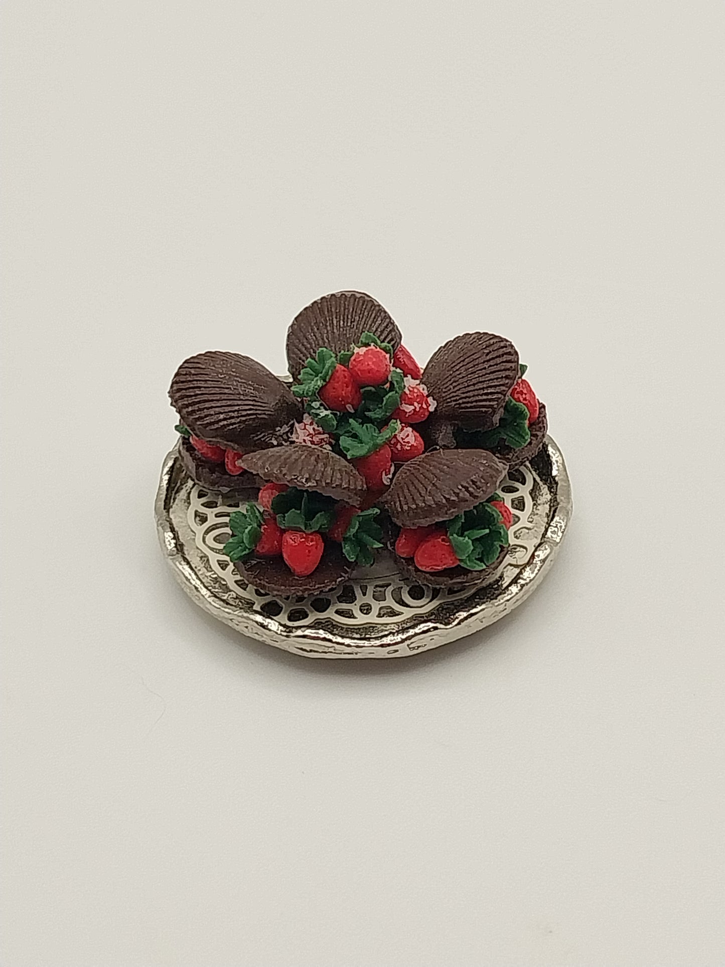 Chocolate Sea Shells Filled with Strawberries