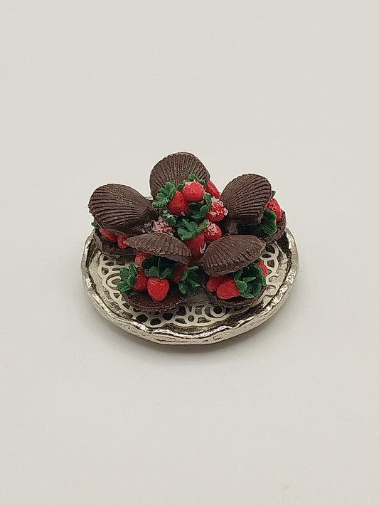 Chocolate Sea Shells Filled with Strawberries