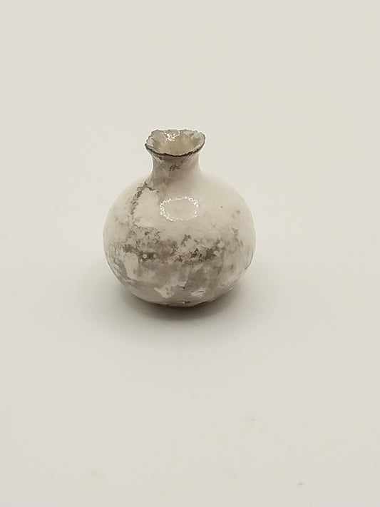 Raku Vase, White & Gray