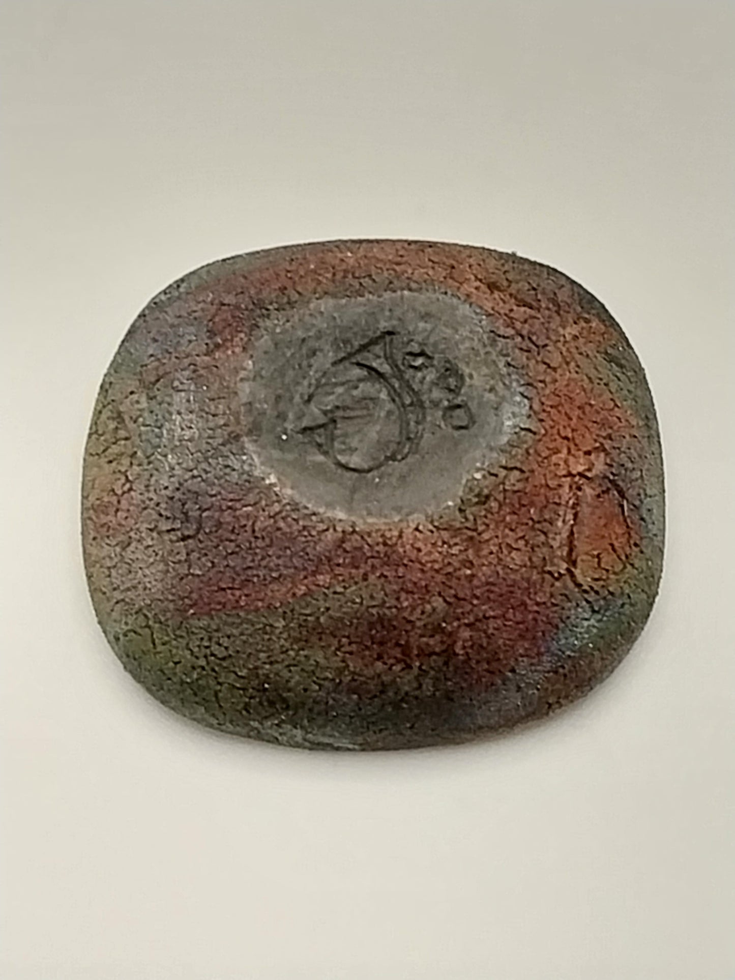 Raku Platter, Square, Copper & Blue