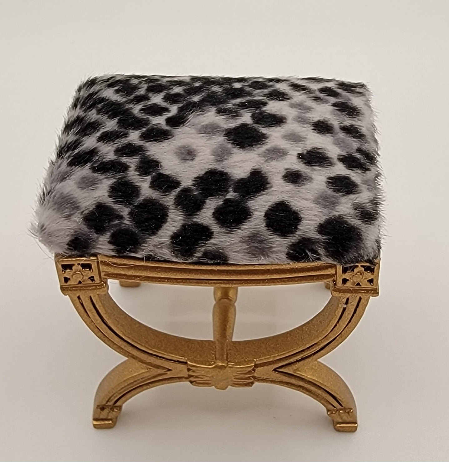 X Frame Stool, Gold w/Black, Grey, & White