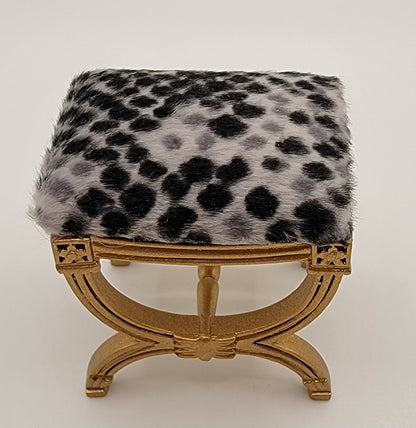 X Frame Stool, Gold w/Black, Grey, & White