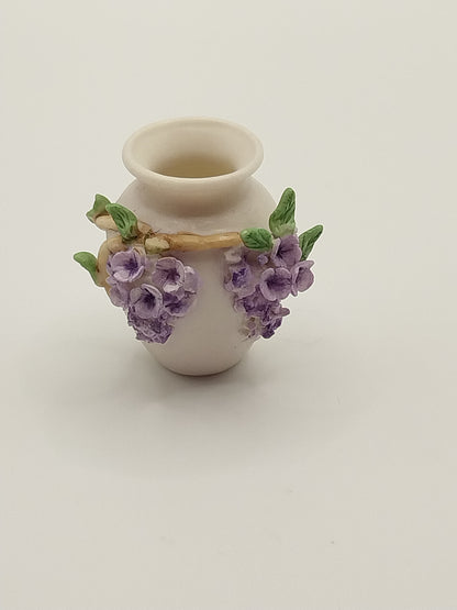 Vase with Purple Pansies & Vine