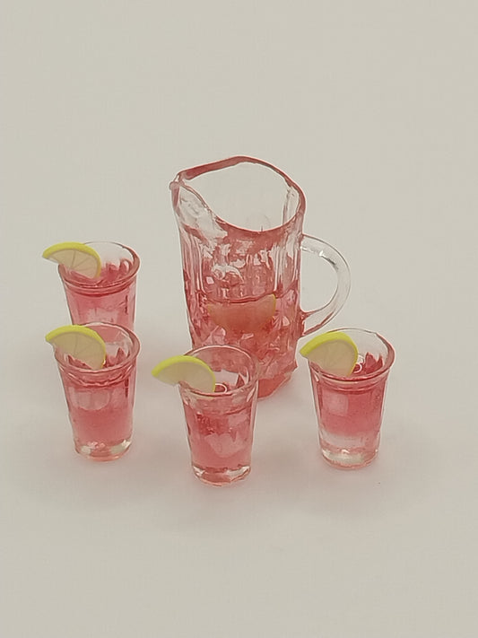 Pink Lemonade Pitcher & 4 Glasses