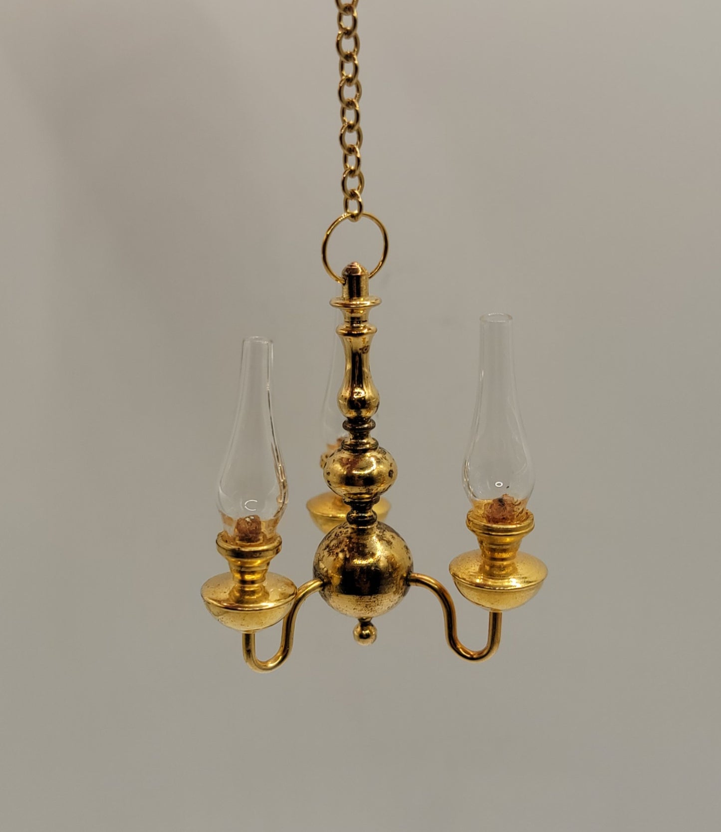 CCLARE06, 3 Arm Brass Hurricane Chandelier, Nonworking, Disc.