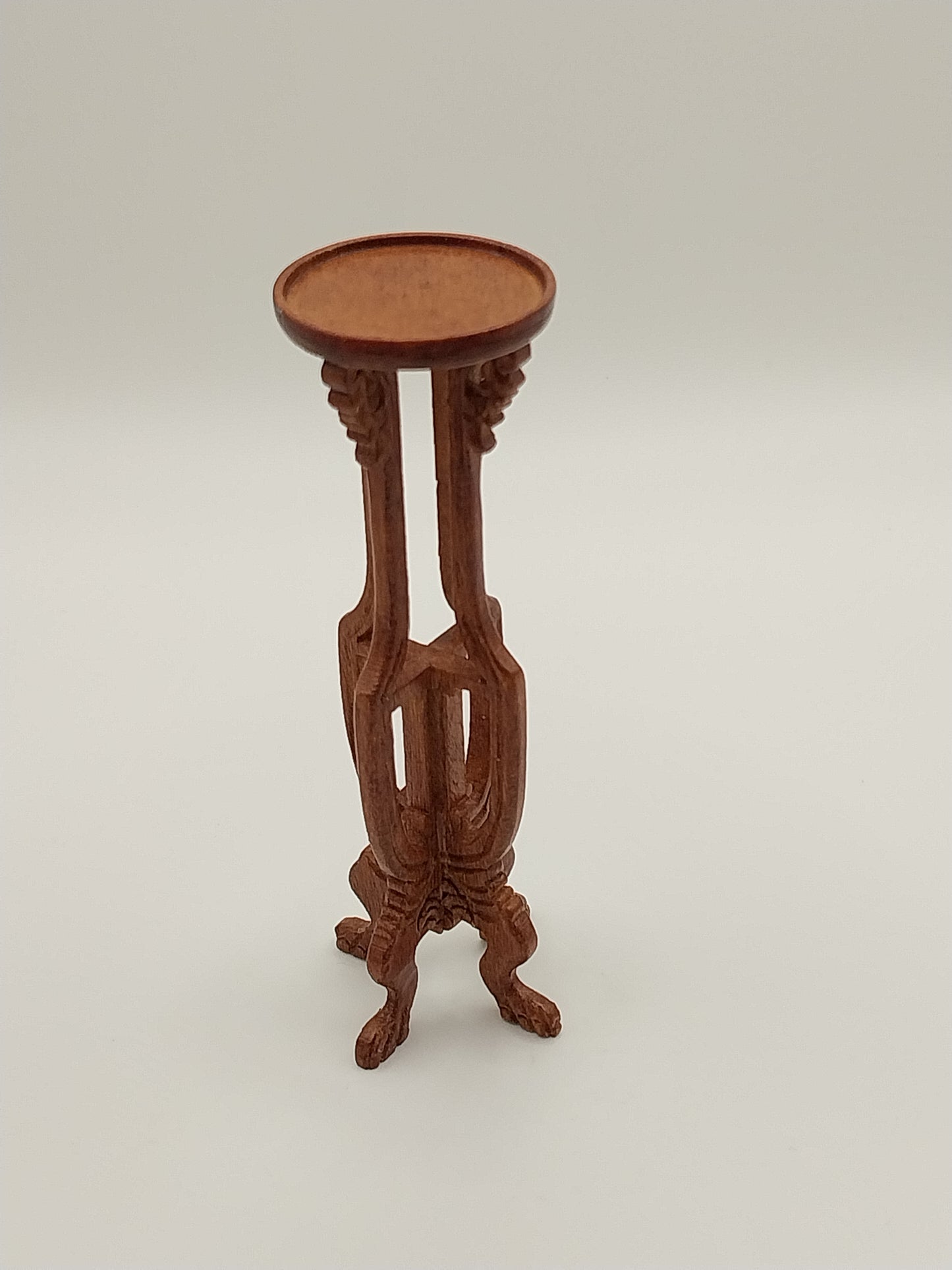 Carved Pedestal or Plant Stand, Walnut